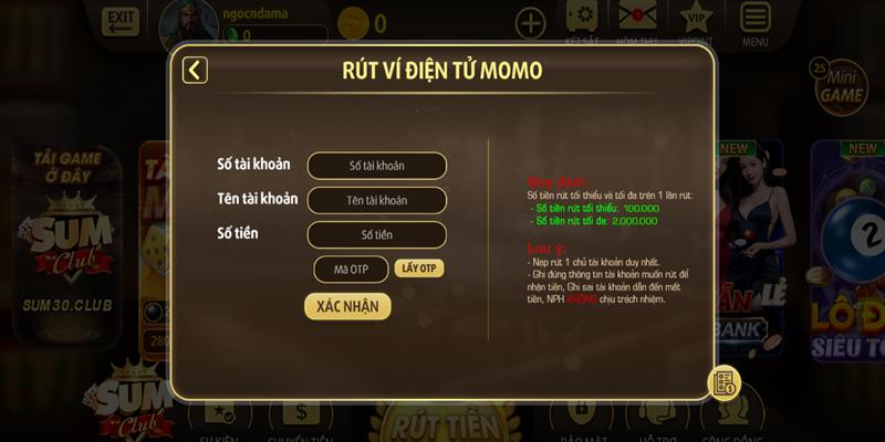 Rút tiền Sumclub qua Momo được nhiều người lựa chọn